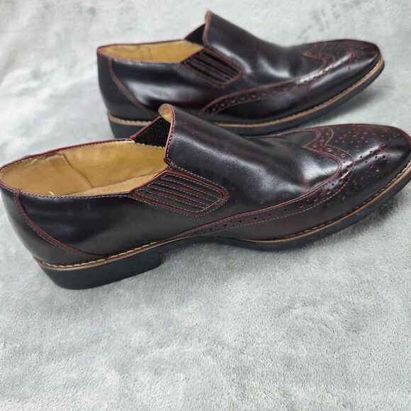 Sandro Moscoloni Men\'s Leather Wingtip Loafers Burgandy Size 10D Shoes main image 8